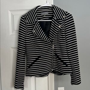 Bagatelle Women's Black and White Striped Blazer